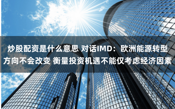 炒股配资是什么意思 对话IMD：欧洲能源转型方向不会改变 衡量投资机遇不能仅考虑经济因素